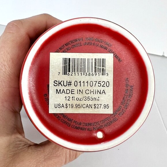 Starbucks Christmas Limited Edition Ornaments Ceramic Travel Mug- 2019 Red Green - Picture 9 of 12